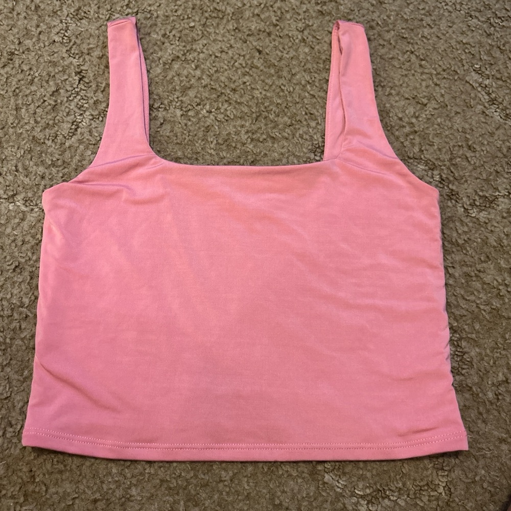 Pink Fitted Crop Tank Top